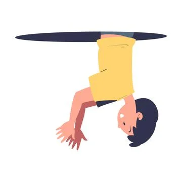 Man Character Jumping Through Portal Enter Hole Vector Illustration Stock Illustration