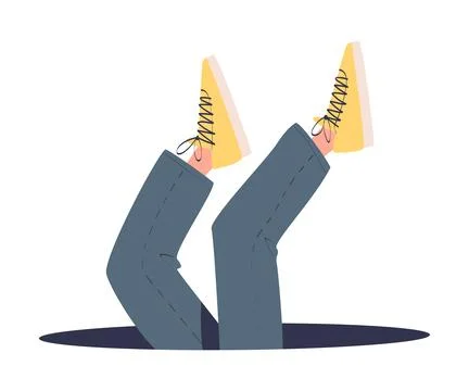 Man Character Jumping Through Portal Enter Hole Vector Illustration Stock Illustration