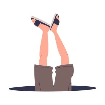 Man Character Jumping Through Portal Enter Hole Vector Illustration Stock Illustration