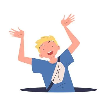Man Character Jumping Through Portal Enter Hole Vector Illustration Stock Illustration