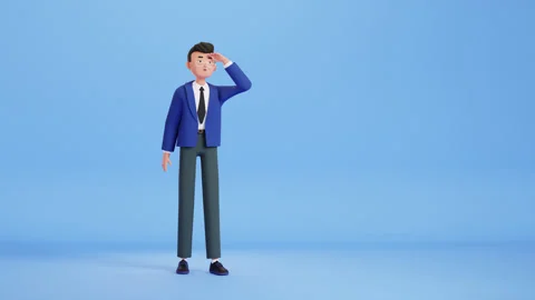 Man character looking far away. Searching, expecting something, waiting 스톡 동영상 277666362