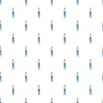 Man character looking at map pattern Stock Illustration