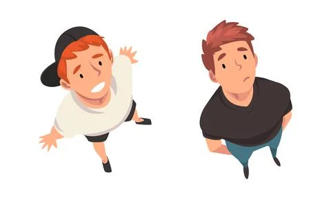 Man Character Looking Up View from Above Vector Set Illustrazione stock