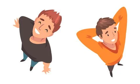 Man Character Looking Up View from Above Vector Set Illustrazione stock