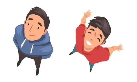 Man Character Looking Up View from Above Vector Set Illustrazione stock