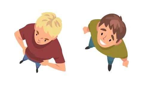 Man Character Looking Up View from Above Vector Set Illustrazione stock