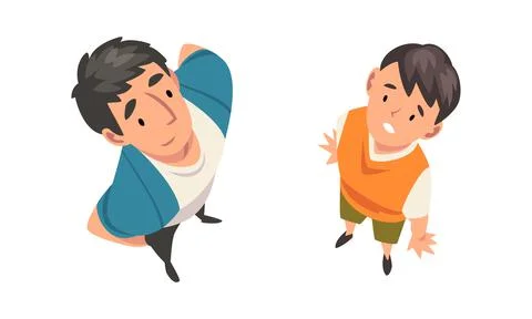 Man Character Looking Up View from Above Vector Set Illustrazione stock
