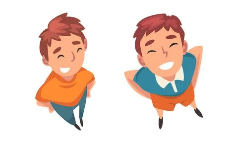 Man Character Looking Up View from Above Vector Set Illustrazione stock