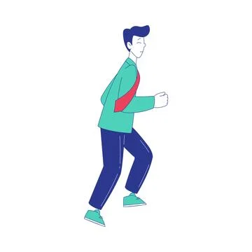 Man Character Moving Forward Achieving Goal Vector Illustration Stock Illustration