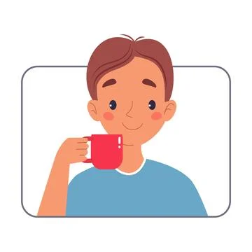 Man Character Online Have Distant Network Meeting and Communication Vector Stock Illustration