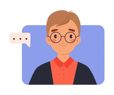Man Character Online Have Distant Network Meeting and Communication Vector Stock Illustration