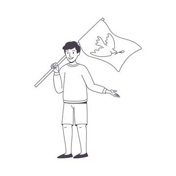 Man Character Partaking in Demonstration for Peace with Placard and Dove on It Stock Illustration