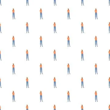 Man character pattern with arms crossed Stock Illustration