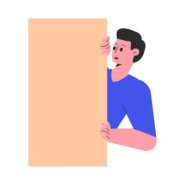 Man Character Peeking Out Shape and Looking Vector Illustration Stockillustratie