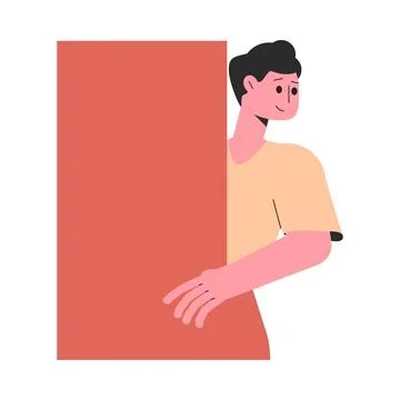 Man Character Peeking Out Shape and Looking Vector Illustration Stockillustratie