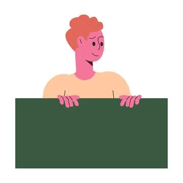 Man Character Peeking Out Shape and Looking Vector Illustration Stockillustratie