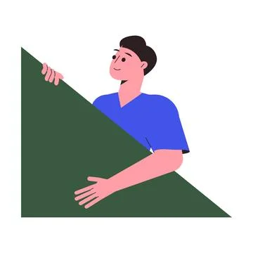 Man Character Peeking Out Shape and Looking Vector Illustration Stockillustratie