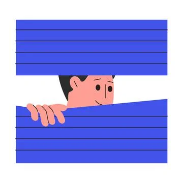 Man Character Peeking Out Shape and Looking Vector Illustration Stockillustratie
