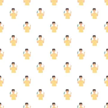 Man character preparing to brush teeth pattern Stock-Illustration