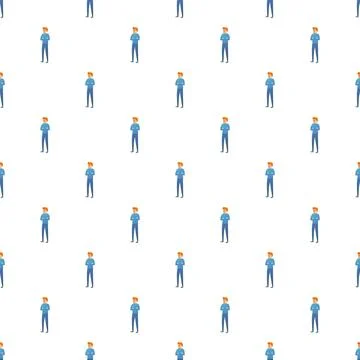 Man character repeating pattern standing with folded arms Illustrazione stock