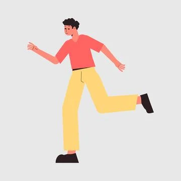 Man Character Running Fast Rushing Forward in Hurry Vector Illustration Stock Illustration