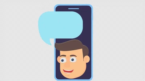 Man Character Saying Hello on Smartphone Screen Видео 344367406