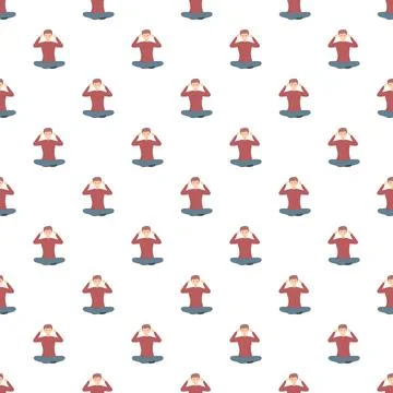 Man character sitting crossing legs thinking seamless pattern イラスト素材