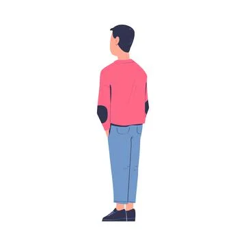 Man Character Standing and Watching Movie in Open Air Cinema Vector Illustration Stock Illustration