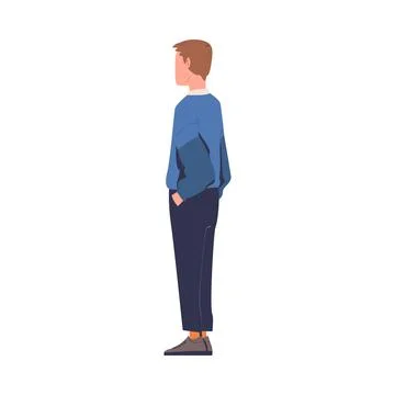 Man Character Standing and Watching Movie in Open Air Cinema Vector Illustration Stock Illustration