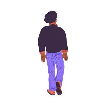 Man Character Standing from Behind Back View Vector Illustration Stock Illustration