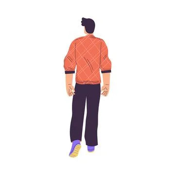 Man Character Standing from Behind Back View Vector Illustration Stock Illustration