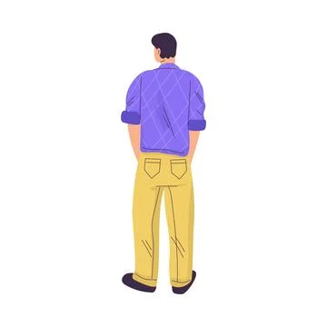 Man Character Standing from Behind Back View Vector Illustration Stock Illustration