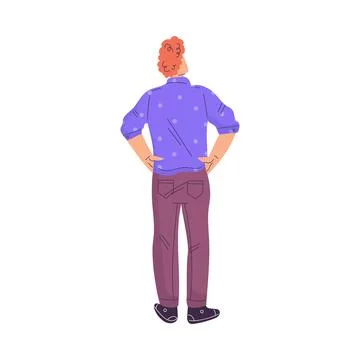 Man Character Standing from Behind Back View Vector Illustration Stock Illustration