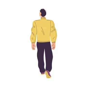 Man Character Standing from Behind Back View Vector Illustration Stock Illustration