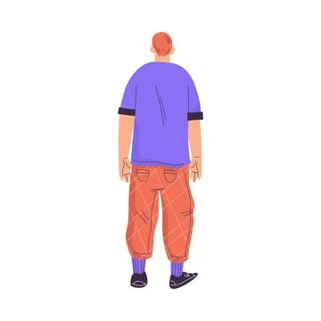 Man Character Standing from Behind Back View Vector Illustration Stock Illustration