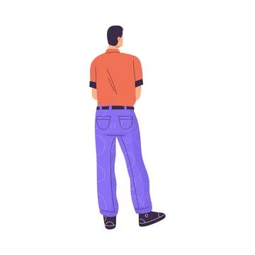 Man Character Standing from Behind Back View Vector Illustration Stock Illustration