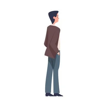 Man Character Standing with Hands in Pocket Vector Illustration Stock Illustration