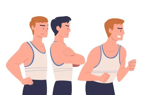 Man Character Standing Look Aside as Opposition to Somebody Vector Illustration Stock Illustration
