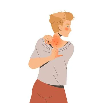 Man Character Suffering from Neurodermatitis Itching, Excessive Rubbing and Stock Illustration