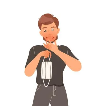 Man Character Suffering from Neurodermatitis Itching, Excessive Rubbing and Stock Illustration