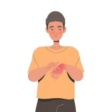 Man Character Suffering from Neurodermatitis Itching, Excessive Rubbing and Stock Illustration