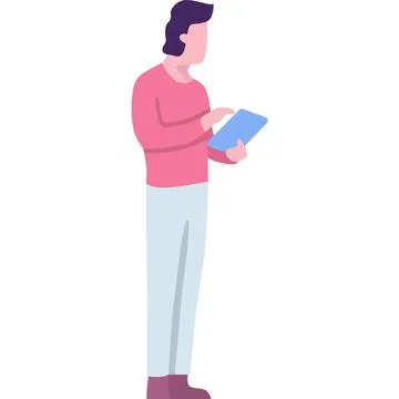 Man character with tablet vector icon isolated Stock Illustration