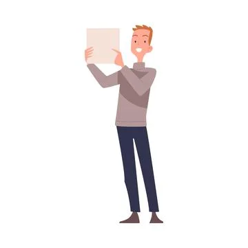 Man Character Talking about Something Standing and Speaking Vector Illustration Stock Illustration