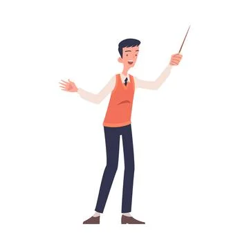 Man Character Talking about Something Standing and Speaking Vector Illustration Stock Illustration