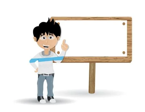 Man character with text box Stock Illustration