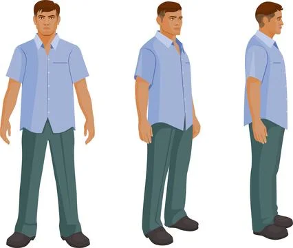 Man character turnaround sheet Stock Illustration