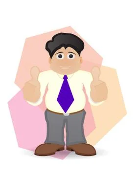 Man character with two thumb up Stock Illustration