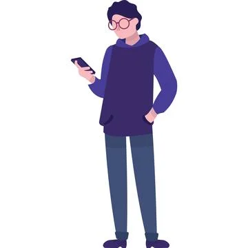 Man character using mobile phone vector icon イラスト素材
