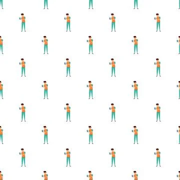Man character using smartphone repetitive pattern Illustrazione stock
