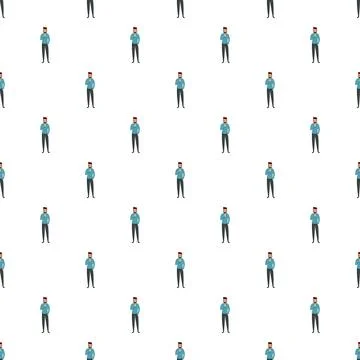 Man character using smartphone seamless repeating pattern Stock Illustration